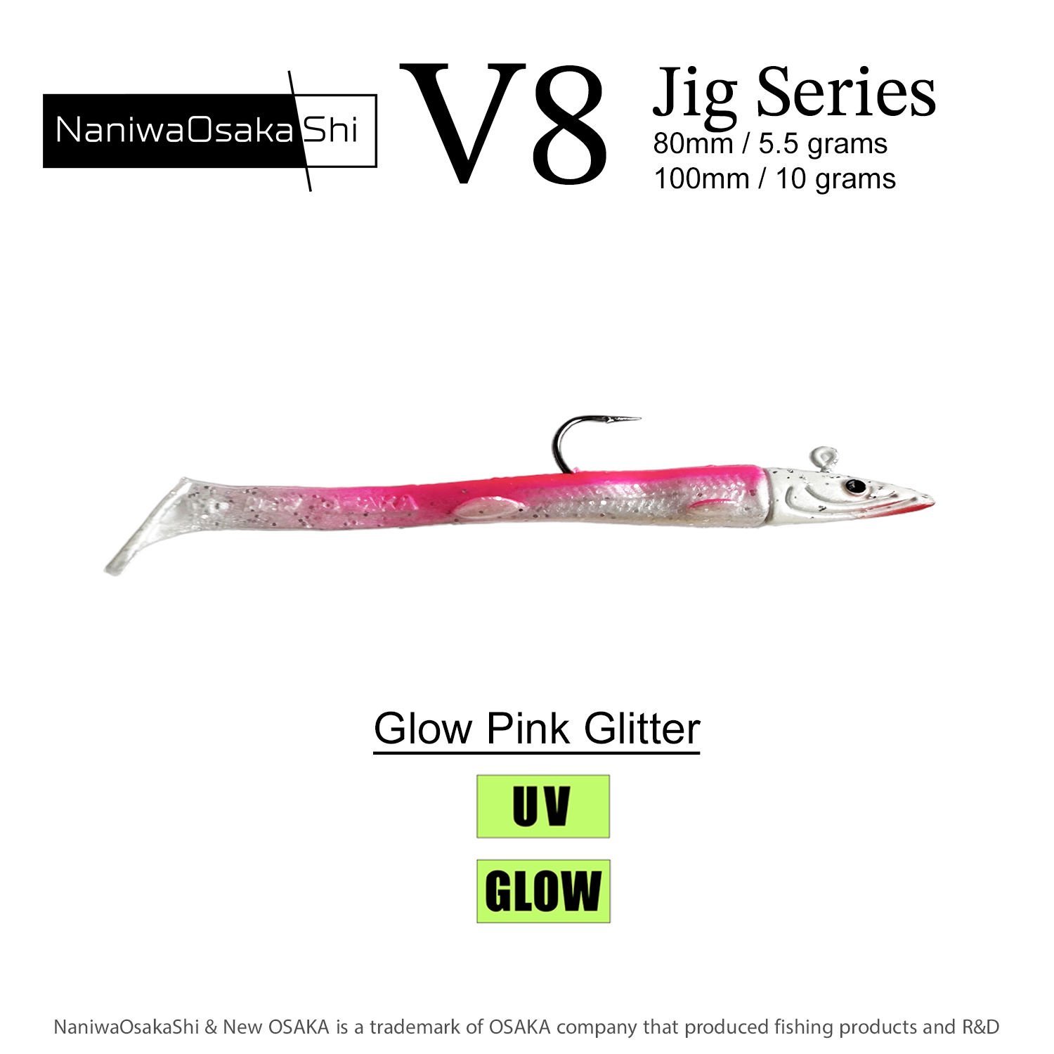 Osaka V8 Jig Series 8cm 5.5 gr Silikon Yem (3+5) ( 1 pK. 3 Adet Jig ve 5 Adet silikon vardır.)